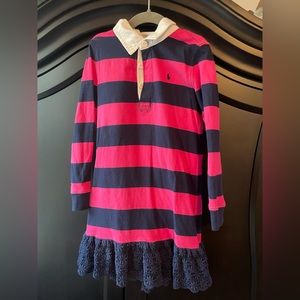 Ralph Lauren, pink and navy striped dress girls size 6X